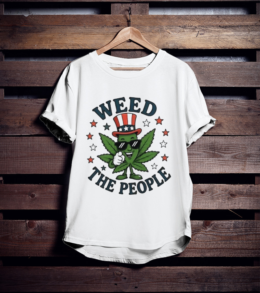 Weed The People Cannabis Uncle Sam Patriotic Leaf Stars T-Shirt