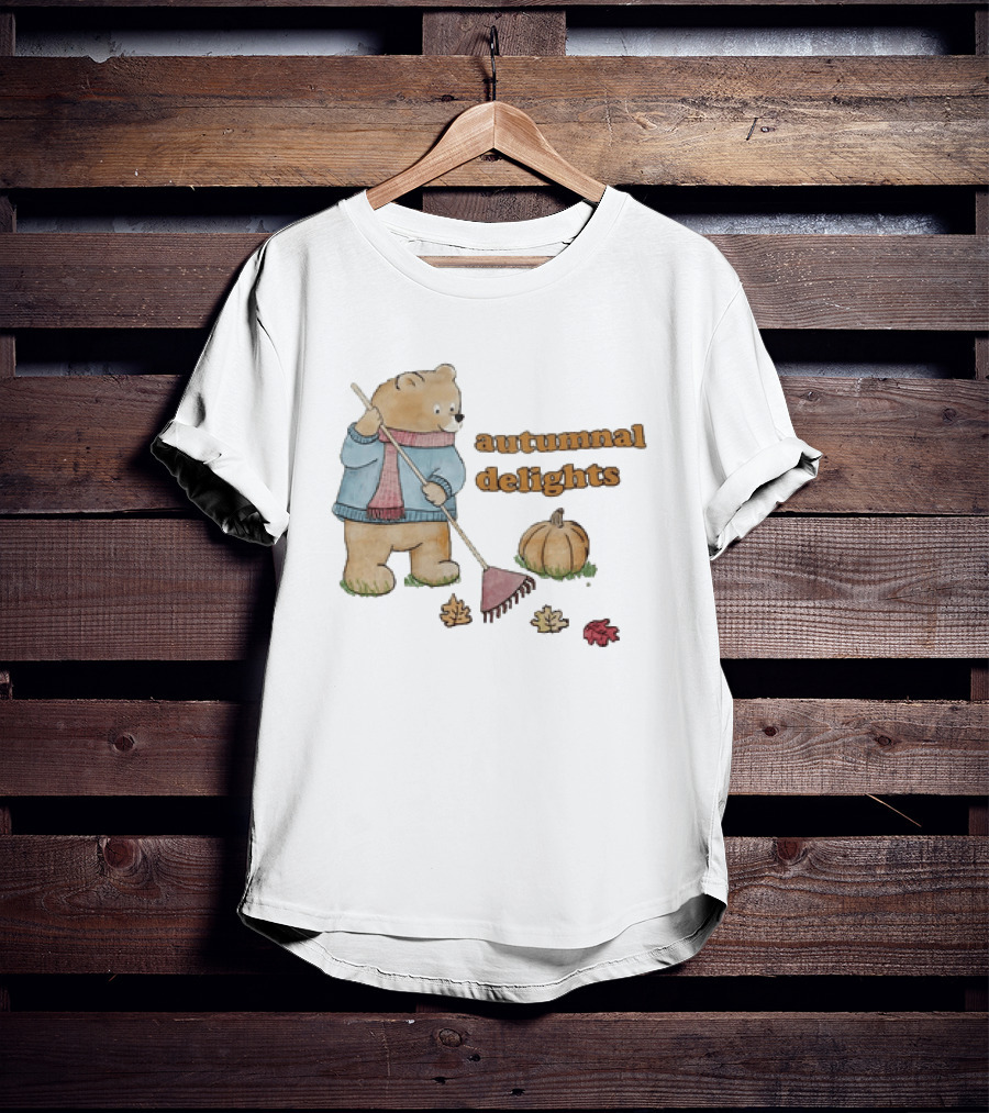 Winnie The Pooh Sorry I'm Busy Yearning For Autumnal Delights Pumpkin And Leaves T-Shirt