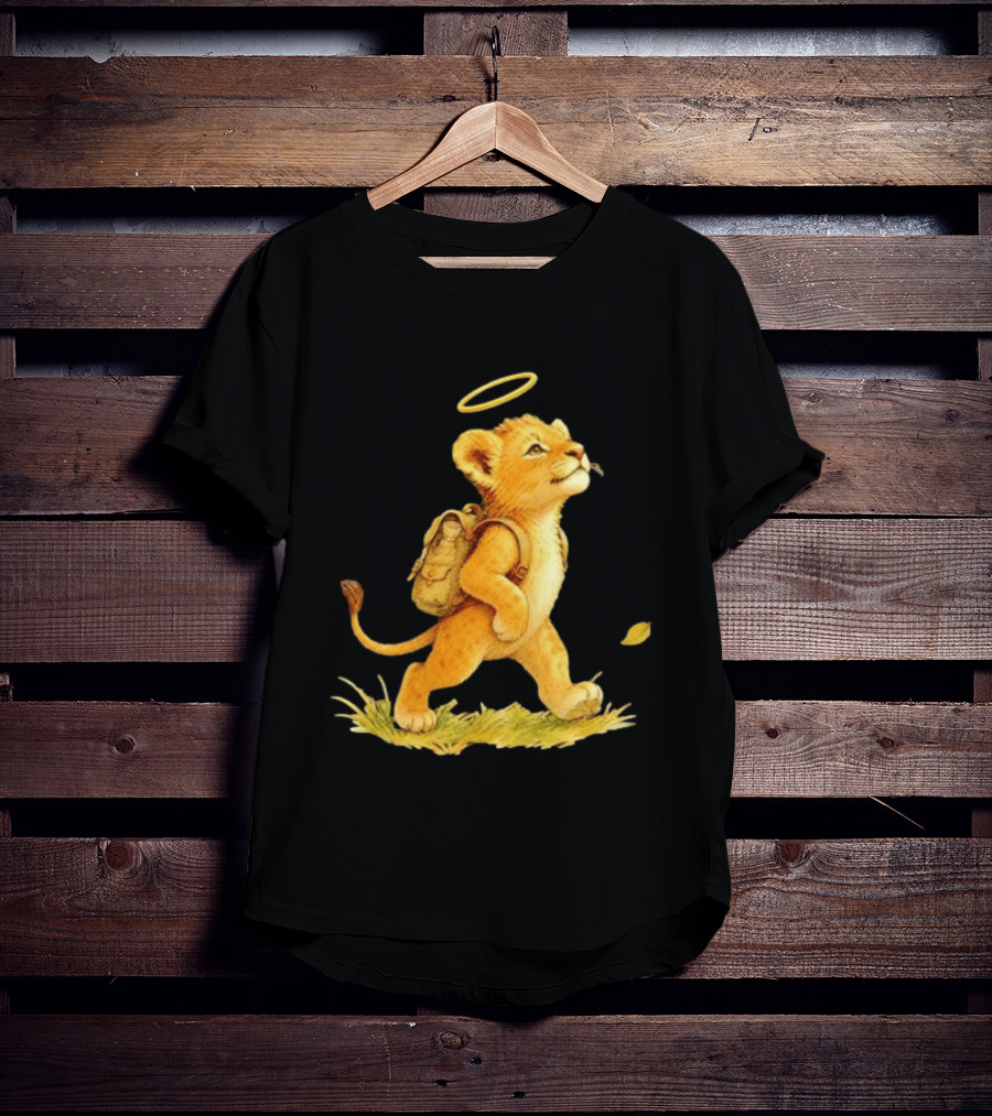 Baby Lion Cub With Halo And Backpack Heading To School T-Shirt