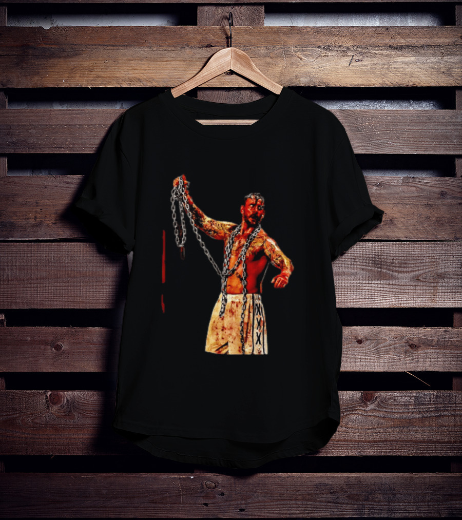 CM Punk Bloody Chain Wrestling WWE AEW Battle Attire T-Shirt