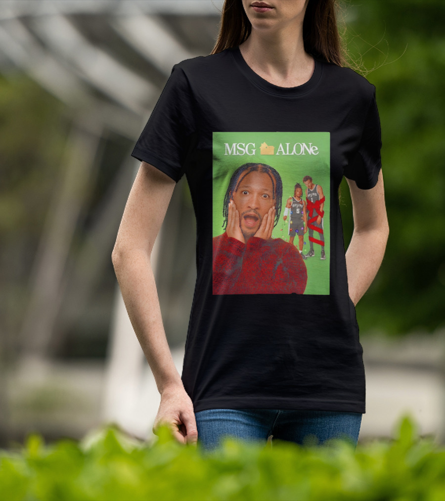 MSG ALONe Jalen Brunson Victor Wembanyama New York Knicks Home Alone NBA Basketball Spurs T-Shirt