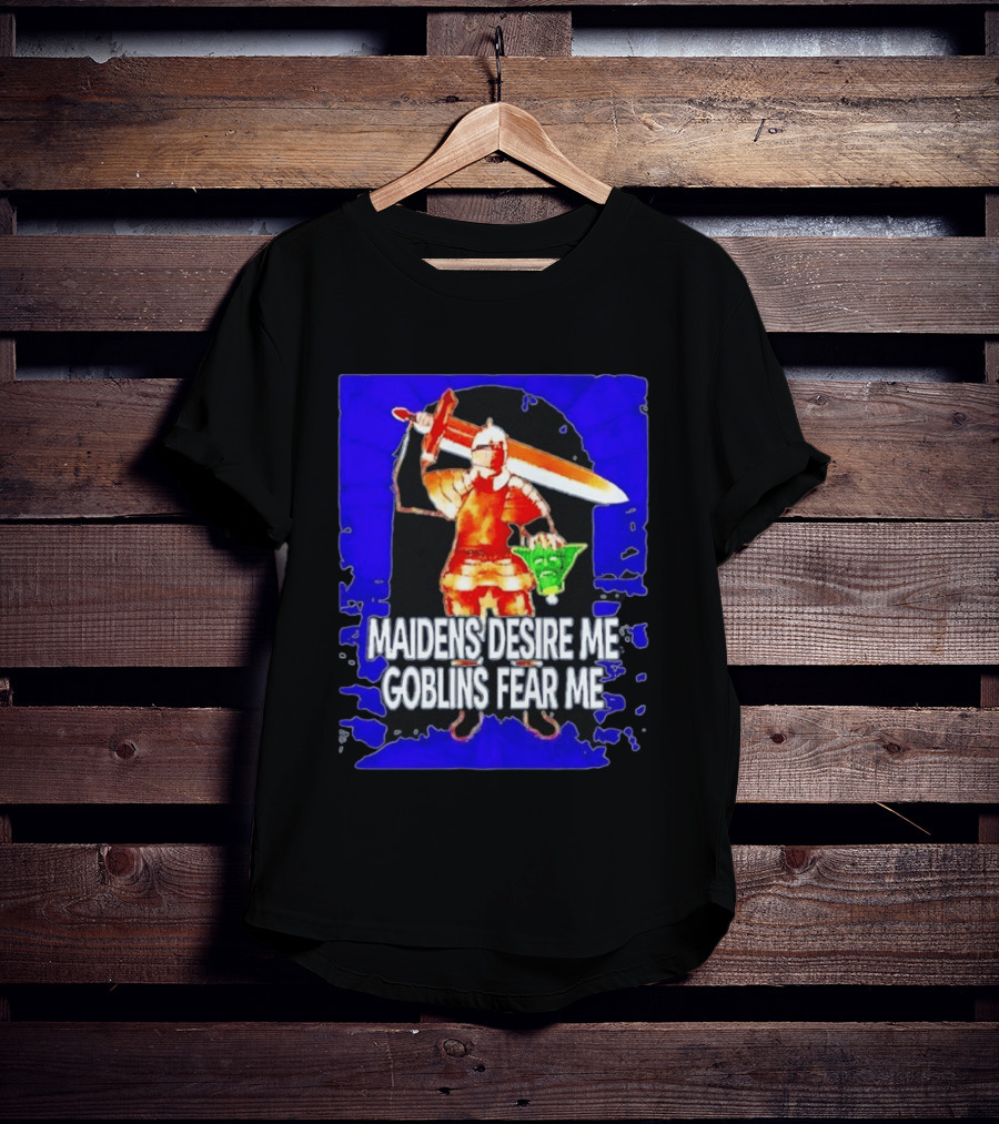 Maidens Desire Me Goblins Fear Me Knight With Yoda Head T-Shirt