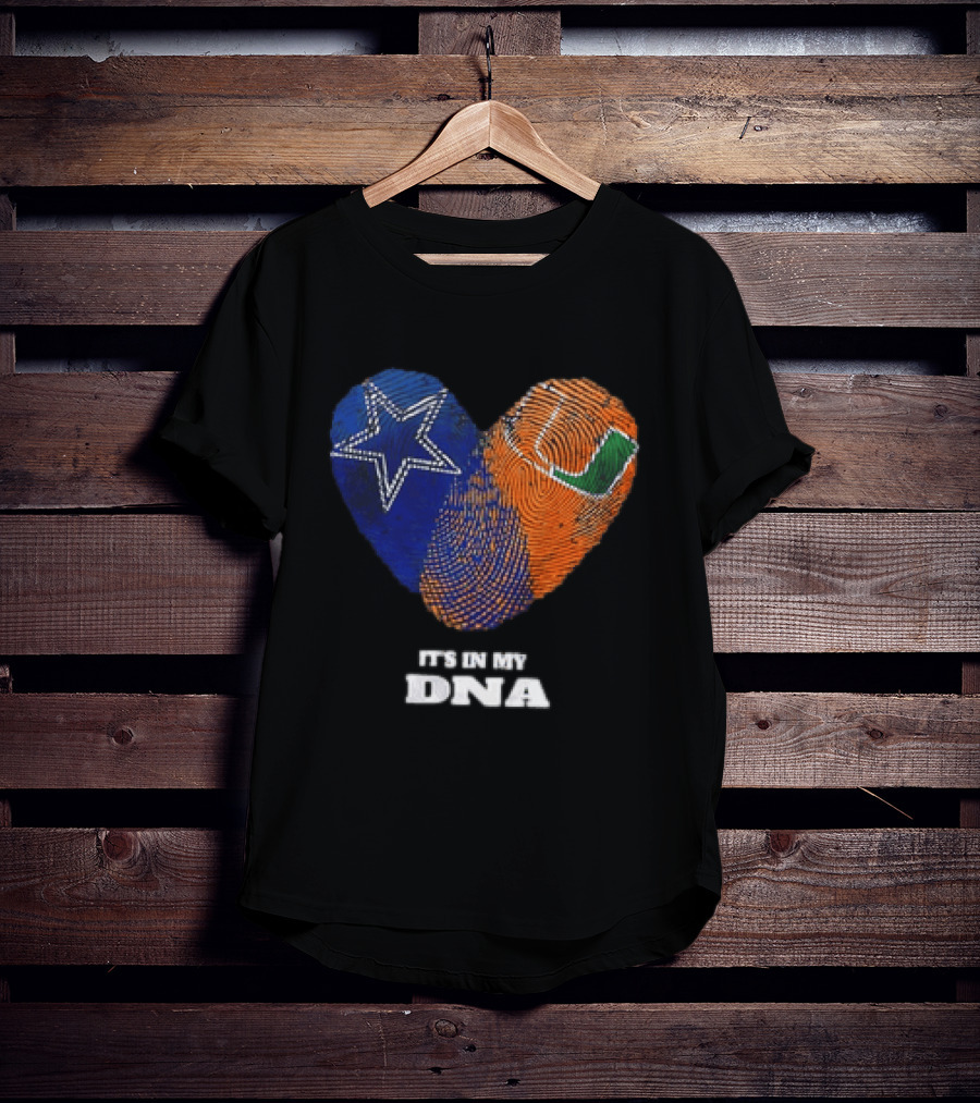Dallas Cowboys Miami Hurricanes Heart Shape It's In My DNA T-Shirt
