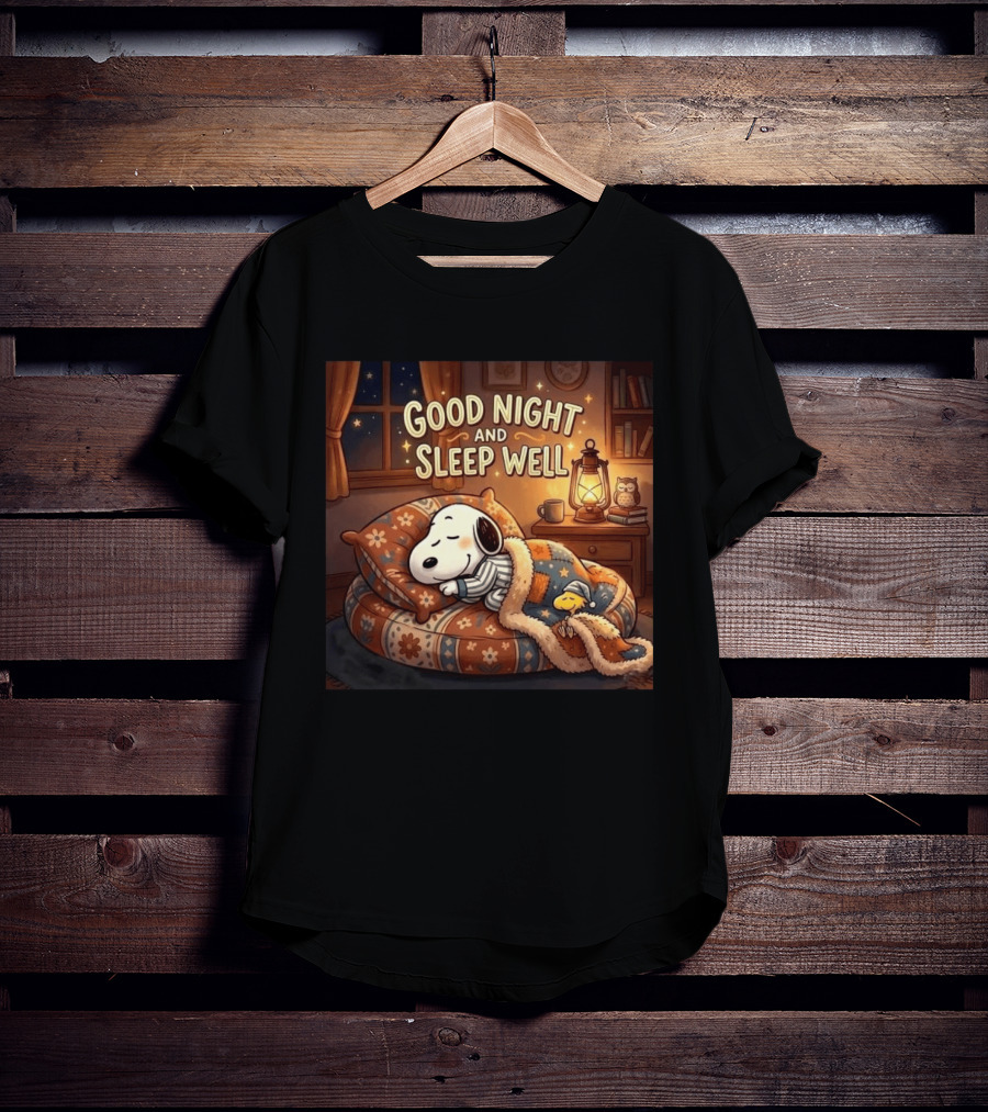 Snoopy And Woodstock Cozy Bedtime Good Night And Sleep Well T-Shirt