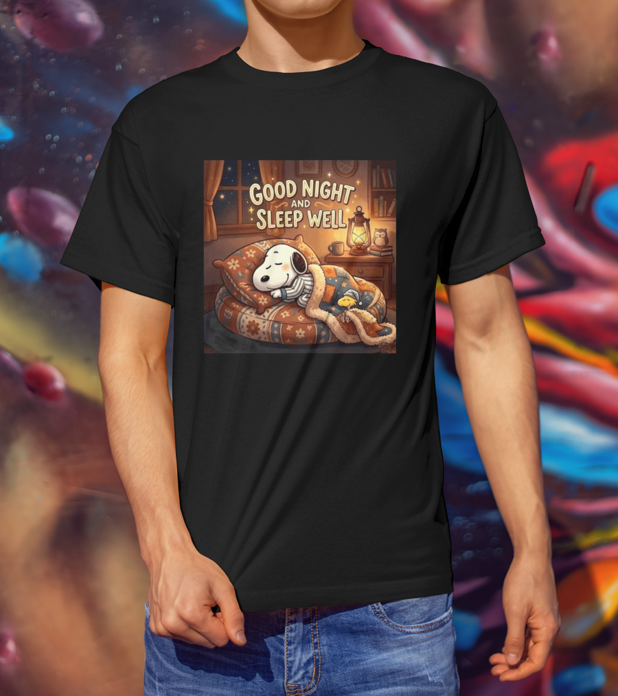 Snoopy And Woodstock Cozy Bedtime Good Night And Sleep Well T-Shirt