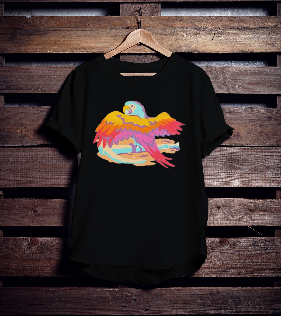 Macaw Parrot Perched On Anchor In Vibrant Tropical Beach Setting T-Shirt