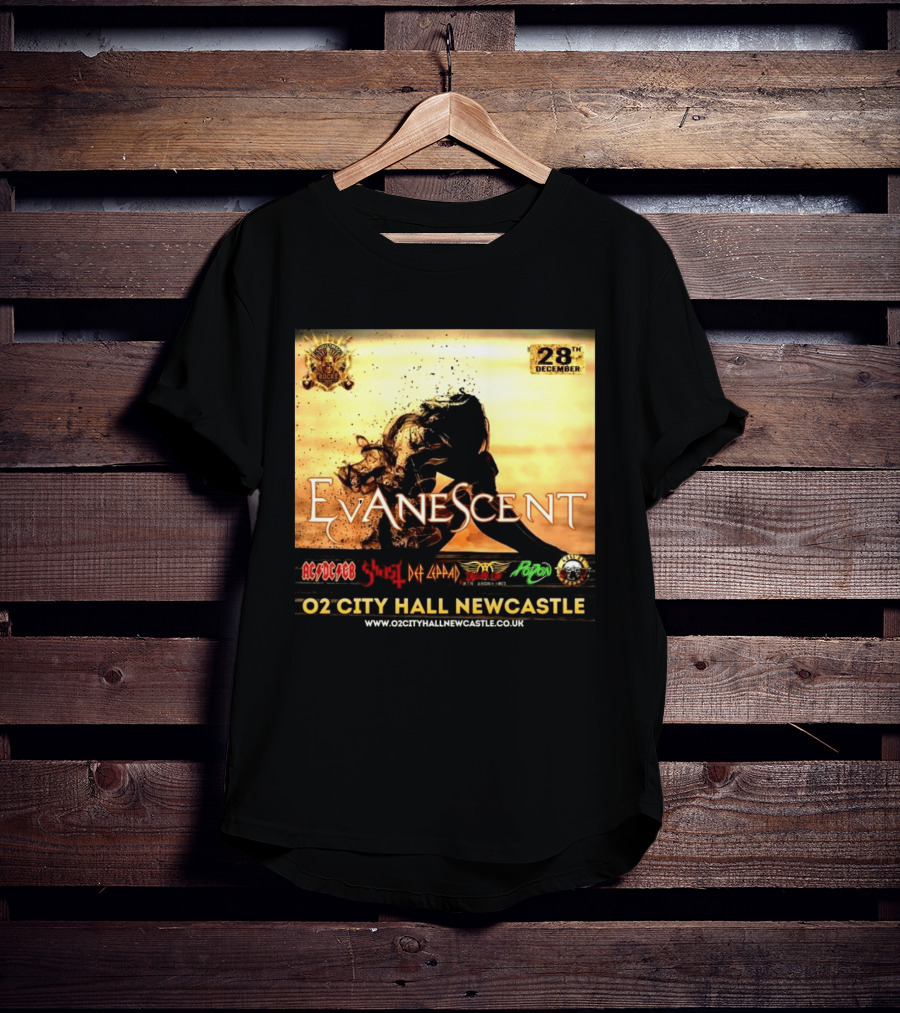 Evanescent Live At O2 City Hall Newcastle With AC/DC Ghost Def Leppard And Poison December 28th T-Shirt