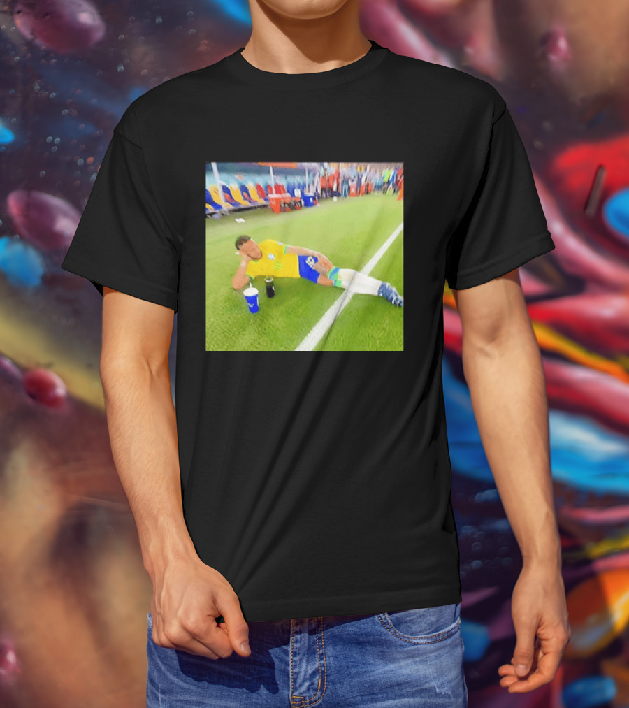 Neymar Jr Brazil Number 10 Relaxing Pitch Meme Iconic Soccer Moment T-Shirt
