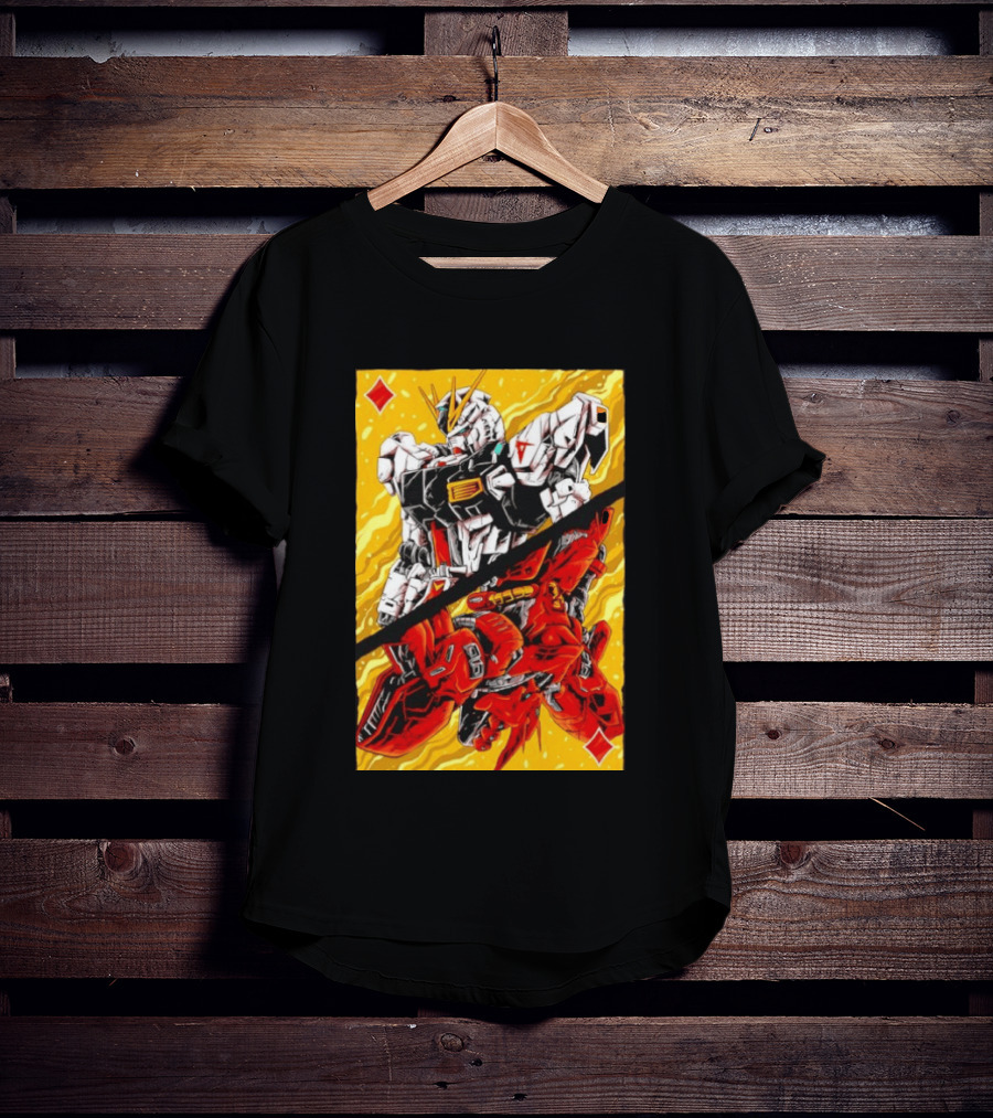 Nu Gundam Sazabi Mobile Suit Gundam Char's Counterattack Playing Card T-Shirt