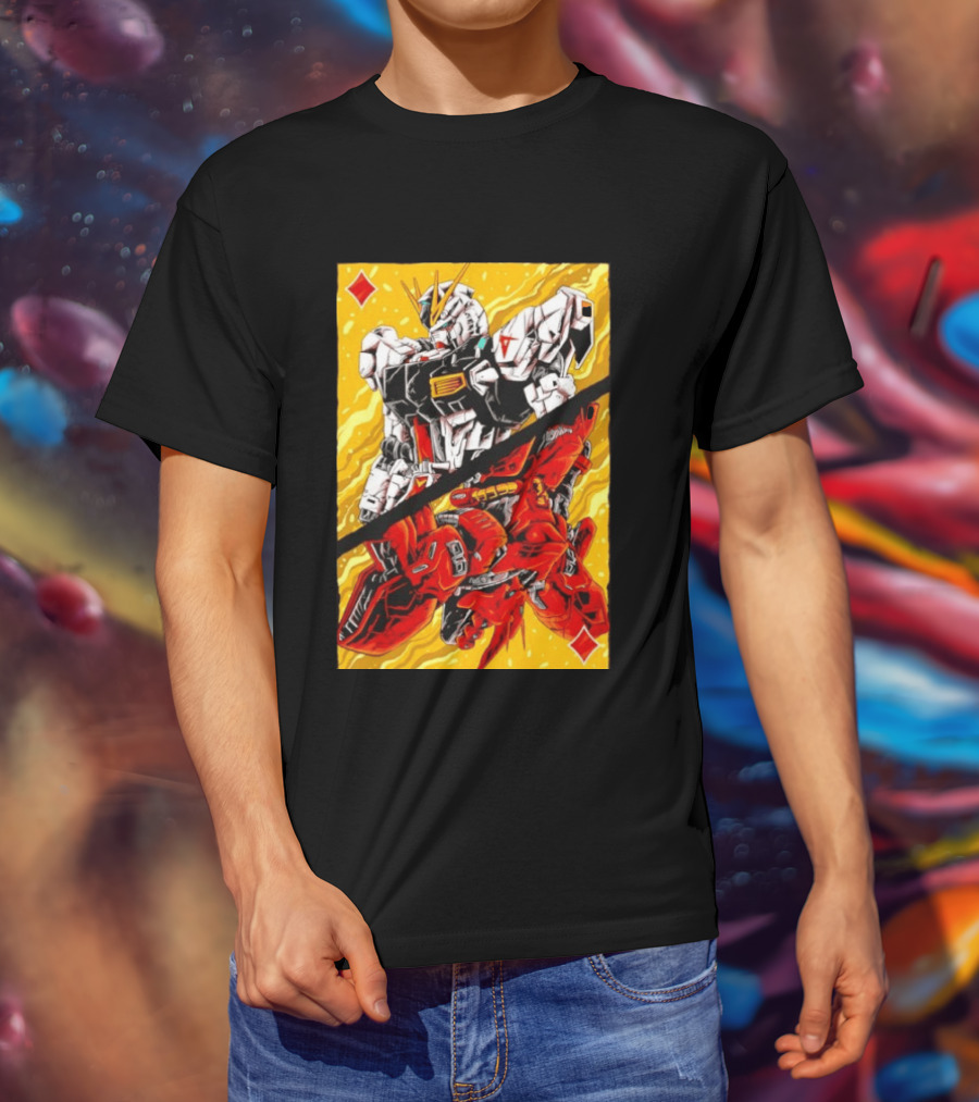 Nu Gundam Sazabi Mobile Suit Gundam Char's Counterattack Playing Card T-Shirt