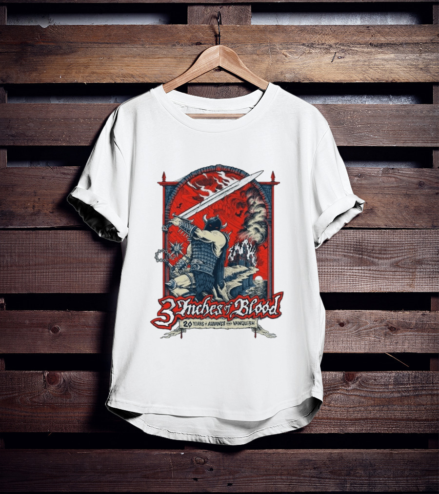 3 Inches Of Blood 20 Years Of Advance And Vanquish Alberta Nov 22 23 2026 T-Shirt