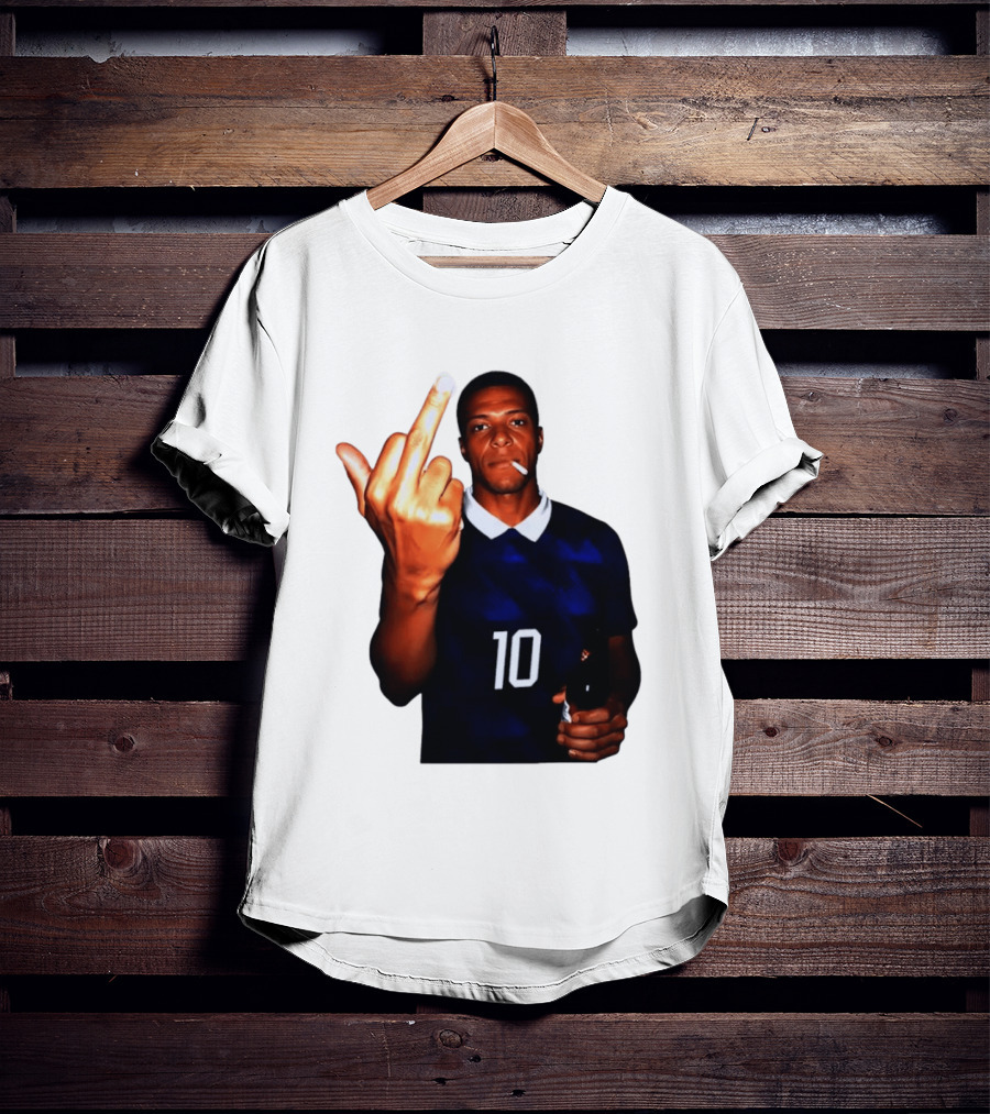Kylian Mbappe Number 10 Edgy Gesture With Cigarette And Drink T-Shirt