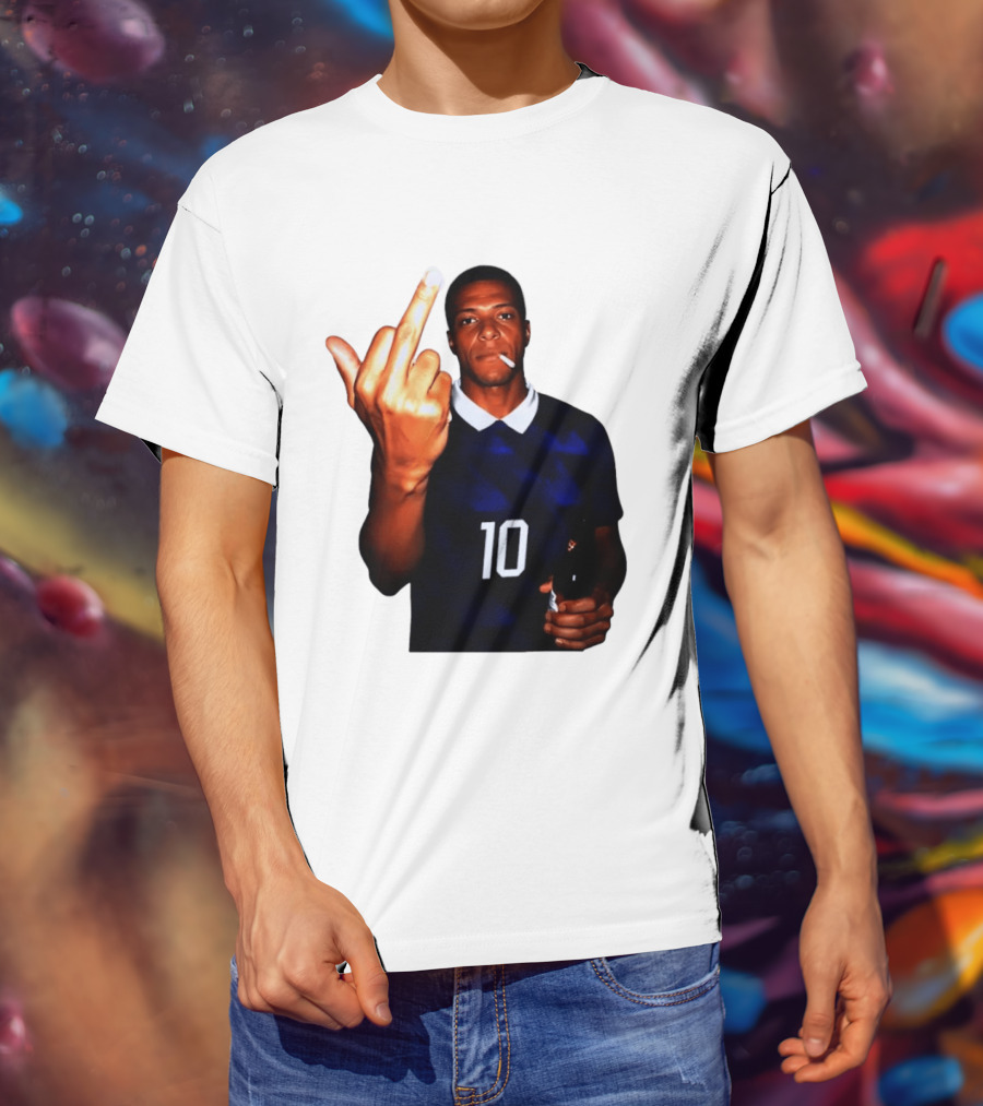 Kylian Mbappe Number 10 Edgy Gesture With Cigarette And Drink T-Shirt