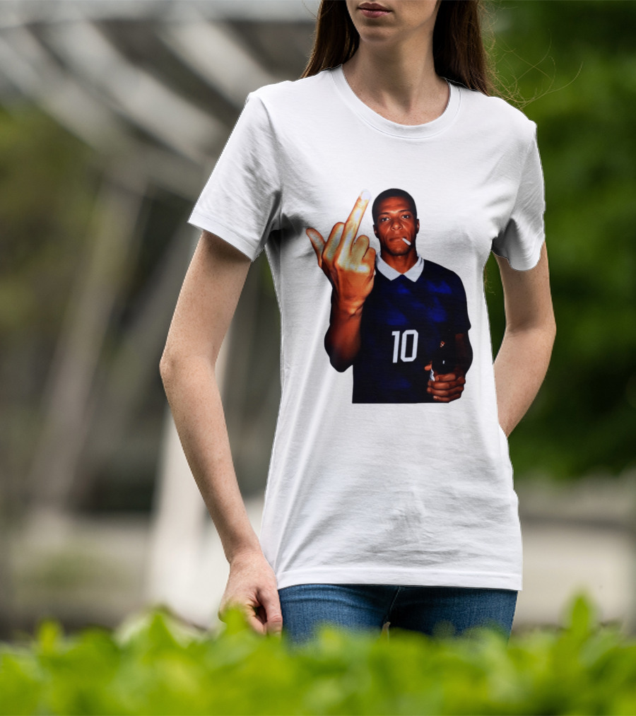 Kylian Mbappe Number 10 Edgy Gesture With Cigarette And Drink T-Shirt