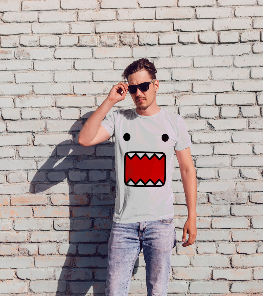Domo Face Red And Pink Contrast T-Shirt