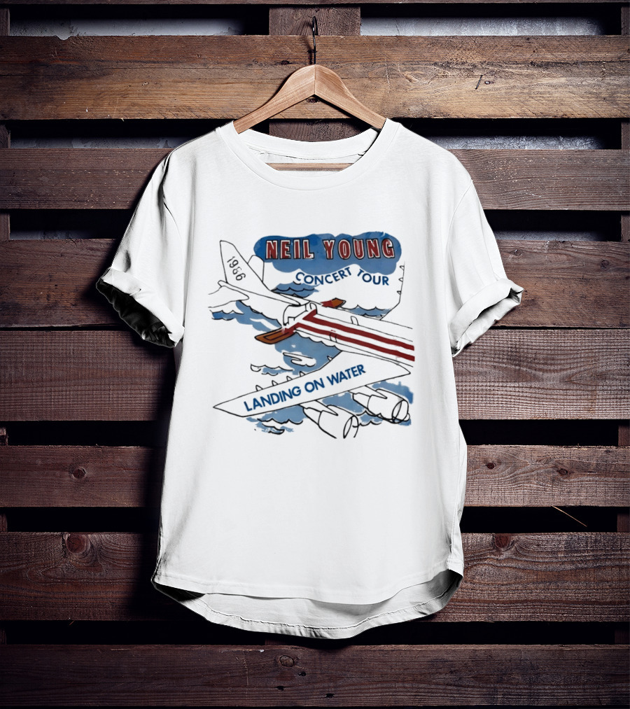 Neil Young 1986 Concert Tour Landing On Water T-Shirt