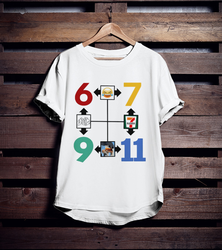 Six Seven 6 7 9 11 Emoji Wojak Meme Diagram Edgy Dark Humor T-Shirt