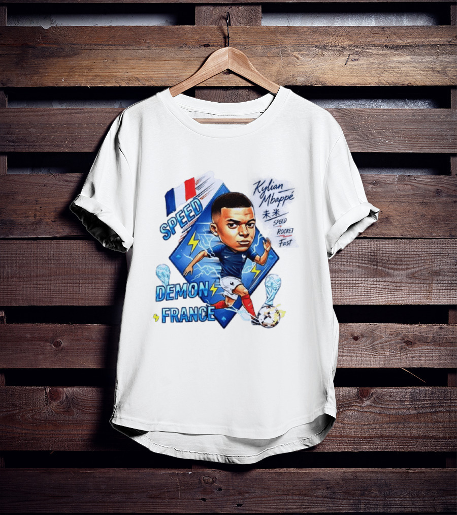 Kylian Mbappe Speed Demon France Future Rocket Fast Lightning Soccer Hero T-Shirt