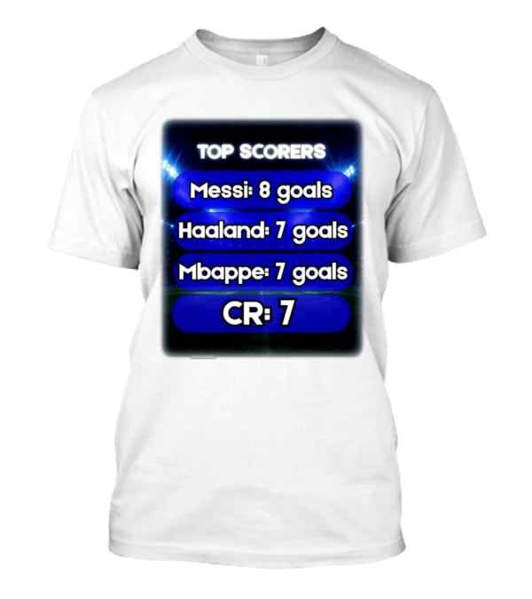Top Scorers Messi 8 Goals Haaland 7 Goals Mbappe 7 Goals CR7 T-Shirt