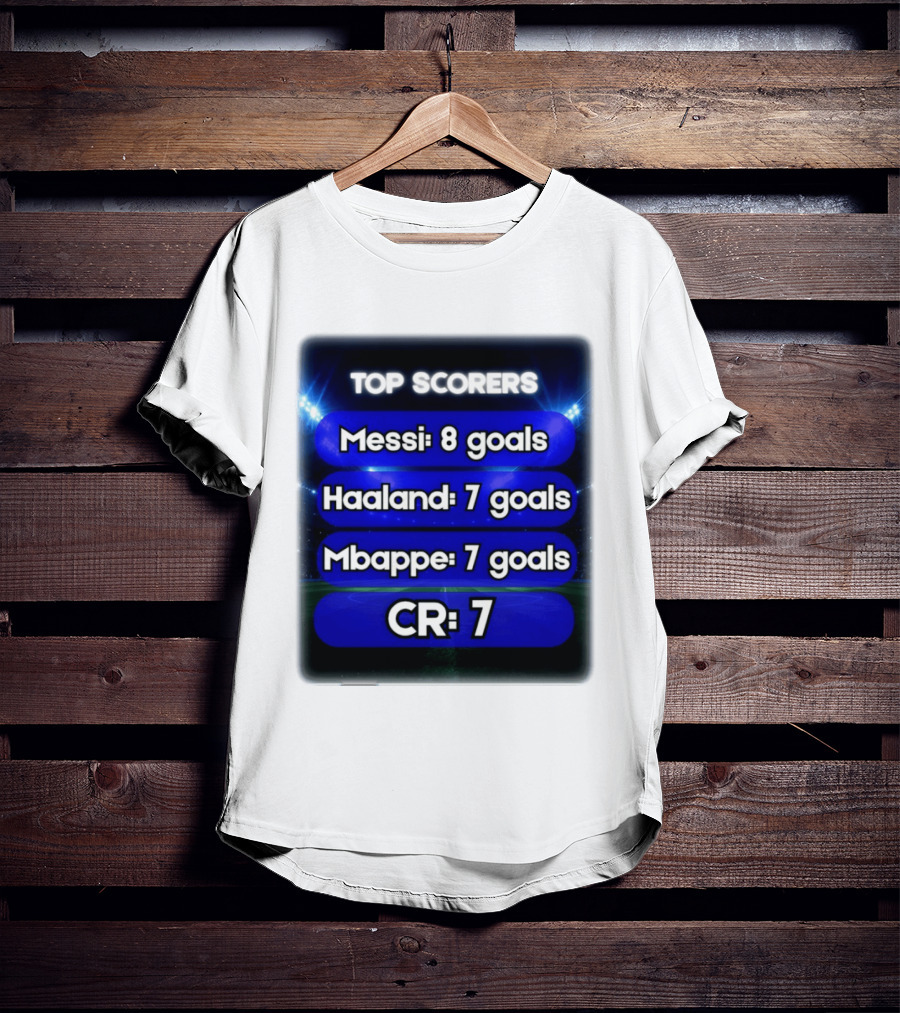 Top Scorers Messi 8 Goals Haaland 7 Goals Mbappe 7 Goals CR7 T-Shirt