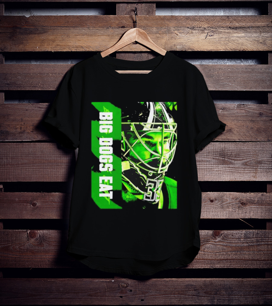 Big Dogs Eat Hockey Goalie 33 Green Masked Player T-Shirt