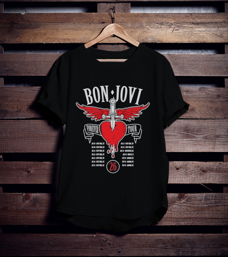 Bon Jovi Forever Tour 2026 Winged Heart And Dagger Dates T-Shirt