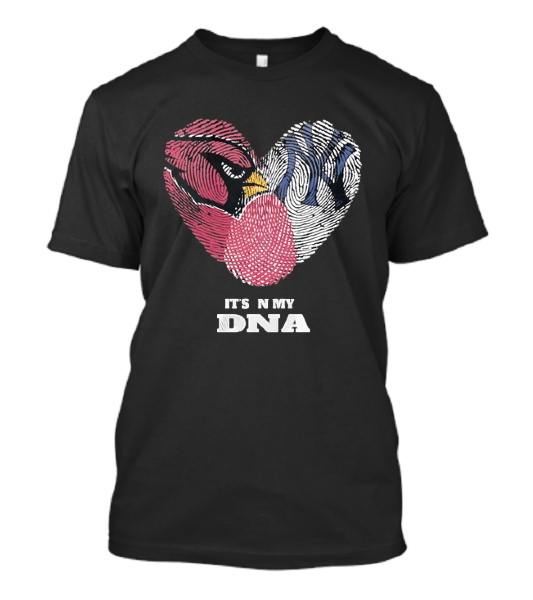 Cardinals Yankees It's In My DNA Fingerprint Heart Fan T-Shirt