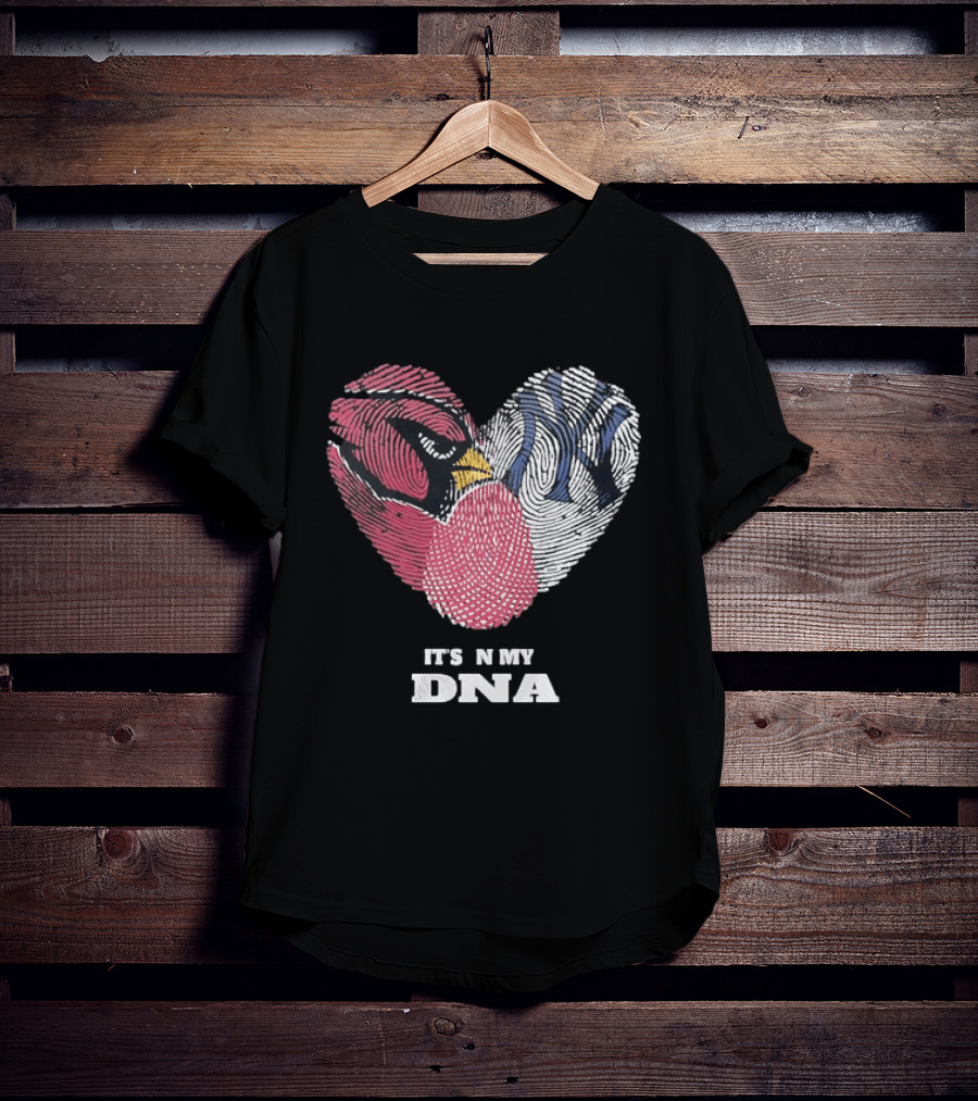 Cardinals Yankees It's In My DNA Fingerprint Heart Fan T-Shirt