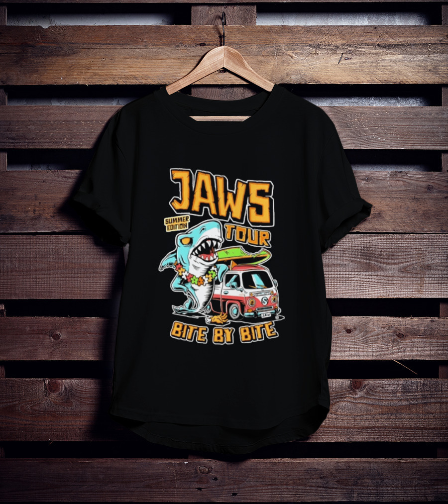 Jaws Tour Summer Edition Bite By Bite Surf Van Adventure T-Shirt