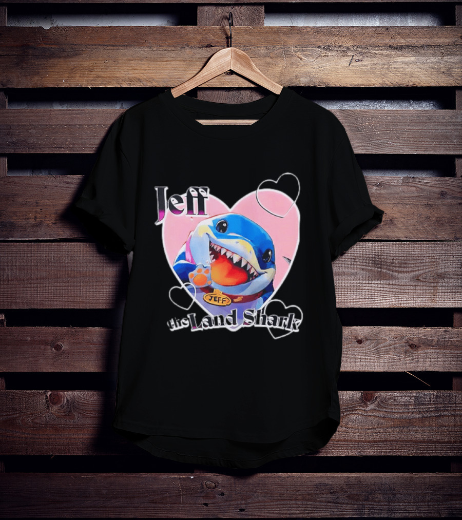 Jeff The Land Shark Heart Pink Love Hearts T-Shirt