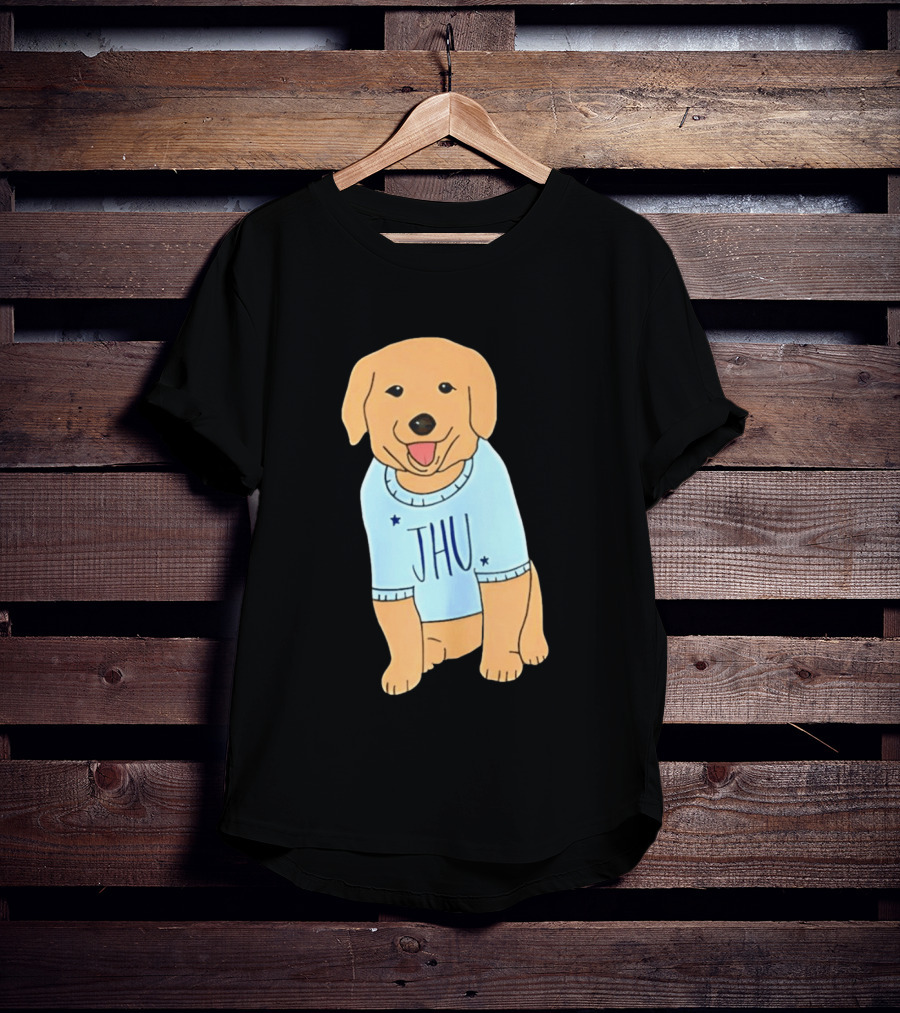 JHU Puppy In Light Blue Sweater T-Shirt