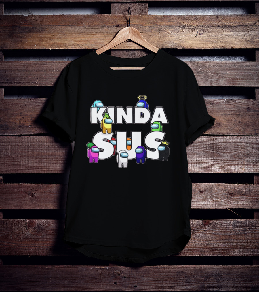 Kinda Sus Among Us Crewmates Halo Crown Funny Game Reference T-Shirt