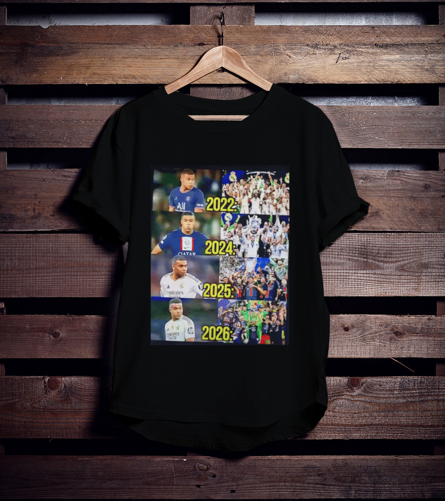 Kylian Mbappé PSG 2022 Qatar 2024 Real Madrid Emirates 2025 2026 Career Moments T-Shirt