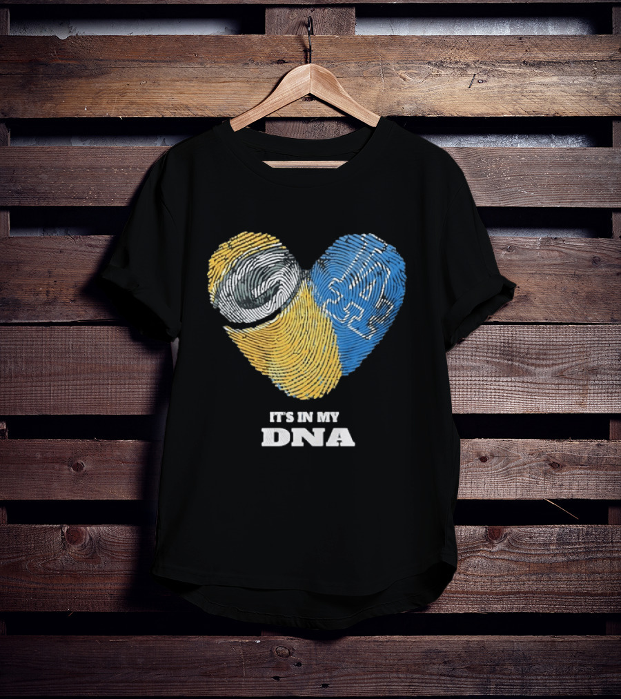 Green Bay Packers Los Angeles Dodgers It's In My DNA Fingerprint Heart T-Shirt