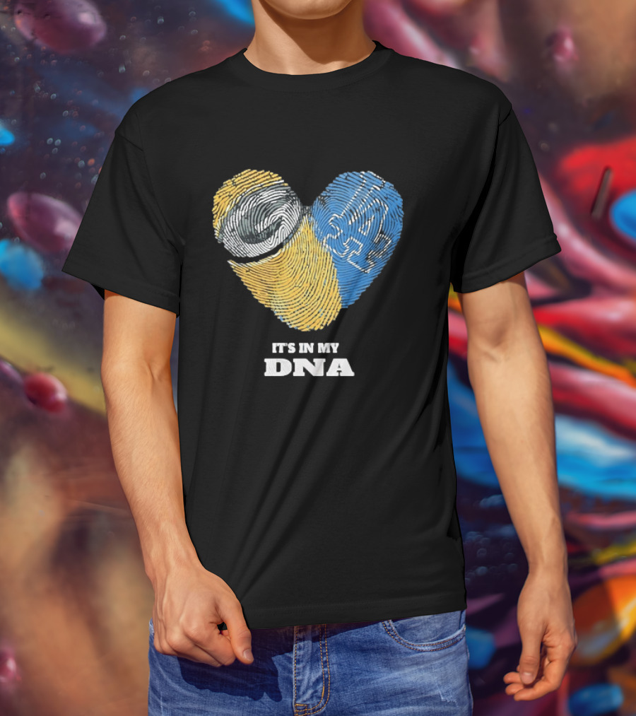 Green Bay Packers Los Angeles Dodgers It's In My DNA Fingerprint Heart T-Shirt