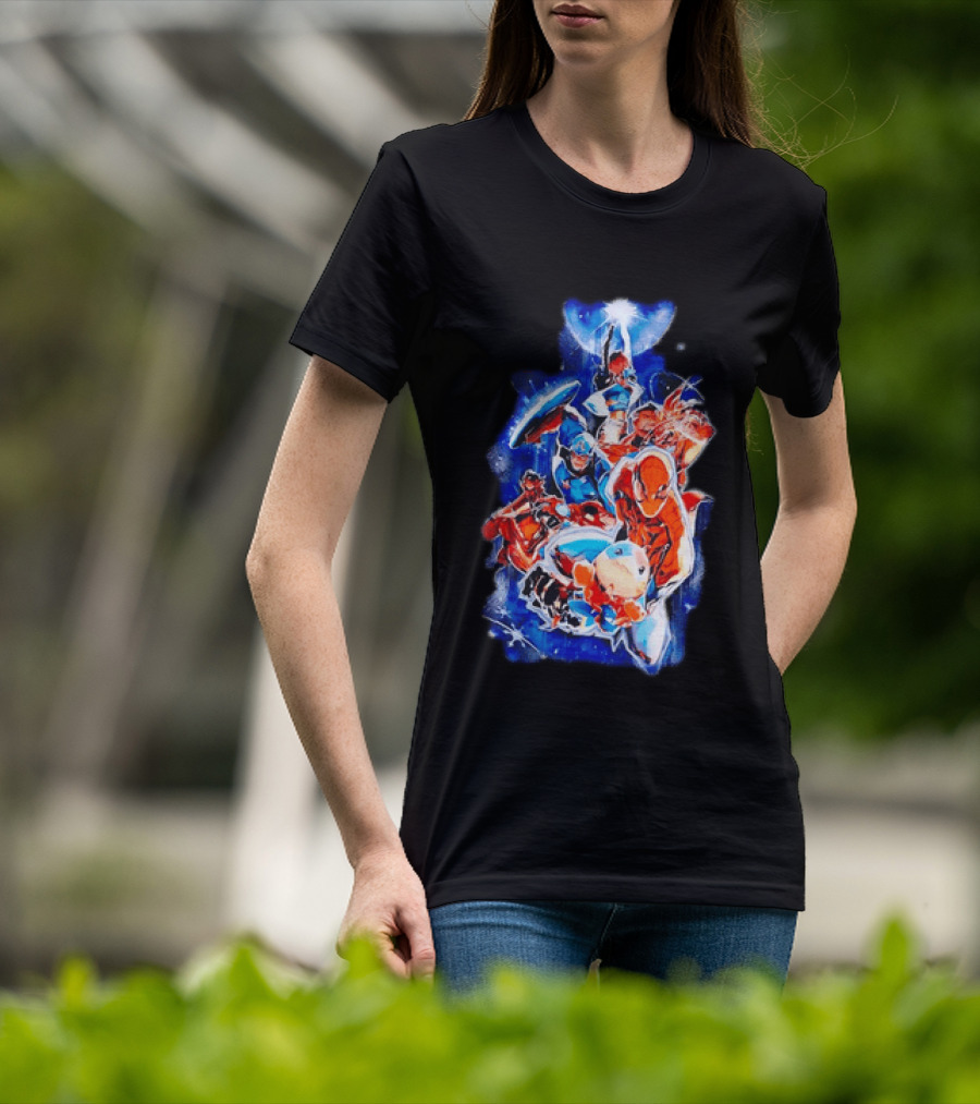 Marvel Captain America Spider Man Doctor Strange Avengers Team Mashup T-Shirt