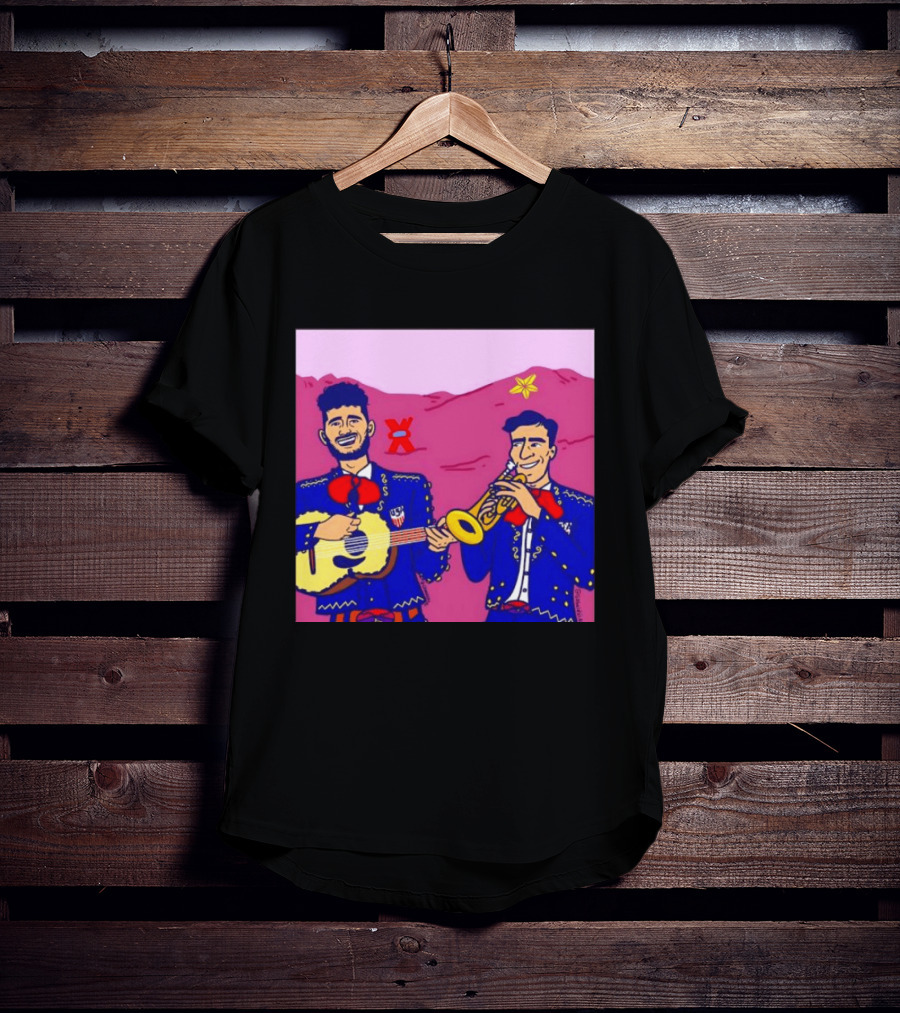 USA Mariachi Musicians Mexican Culture Guitar Trumpet Stars Mountains T-Shirt