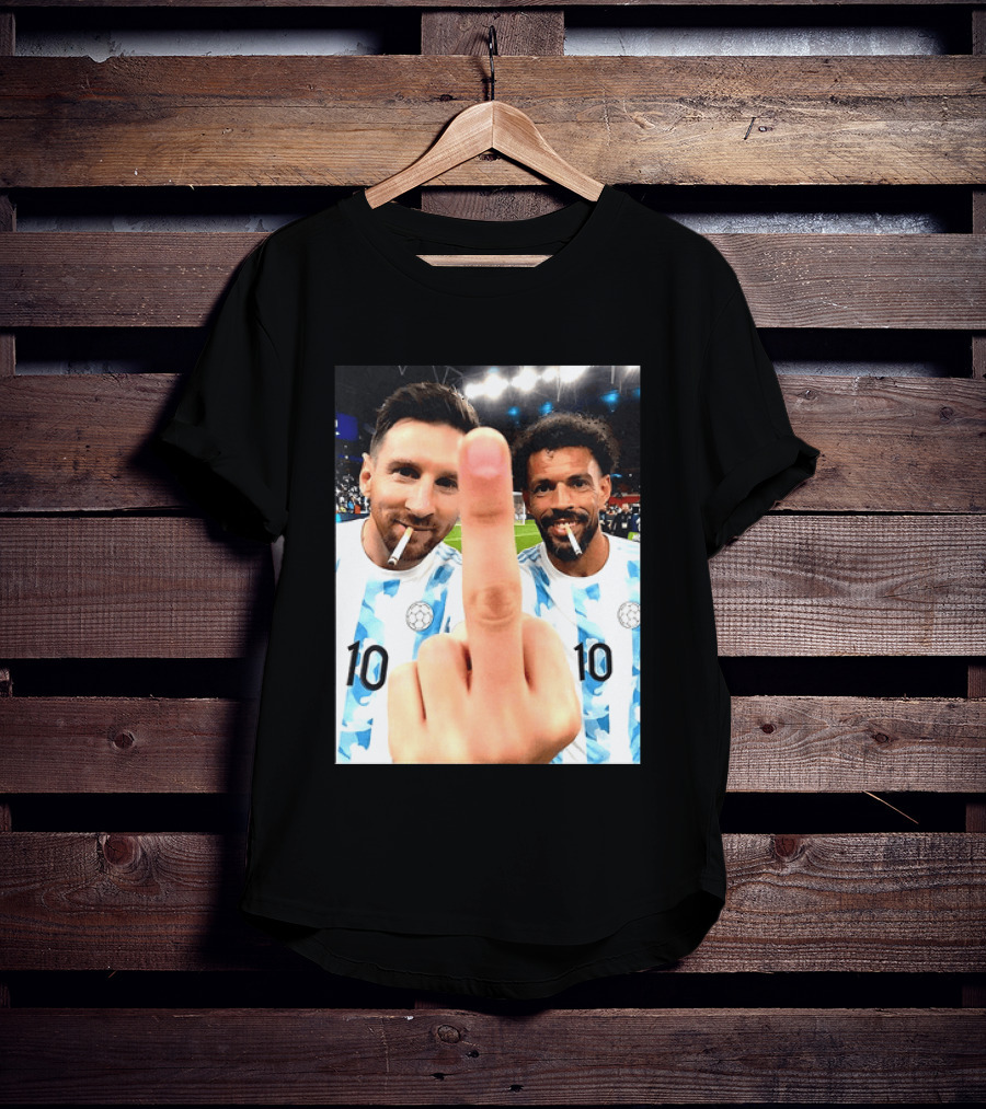 Messi Argentina Vozinha Cape Verde Middle Finger Gesture Football Smokers T-Shirt