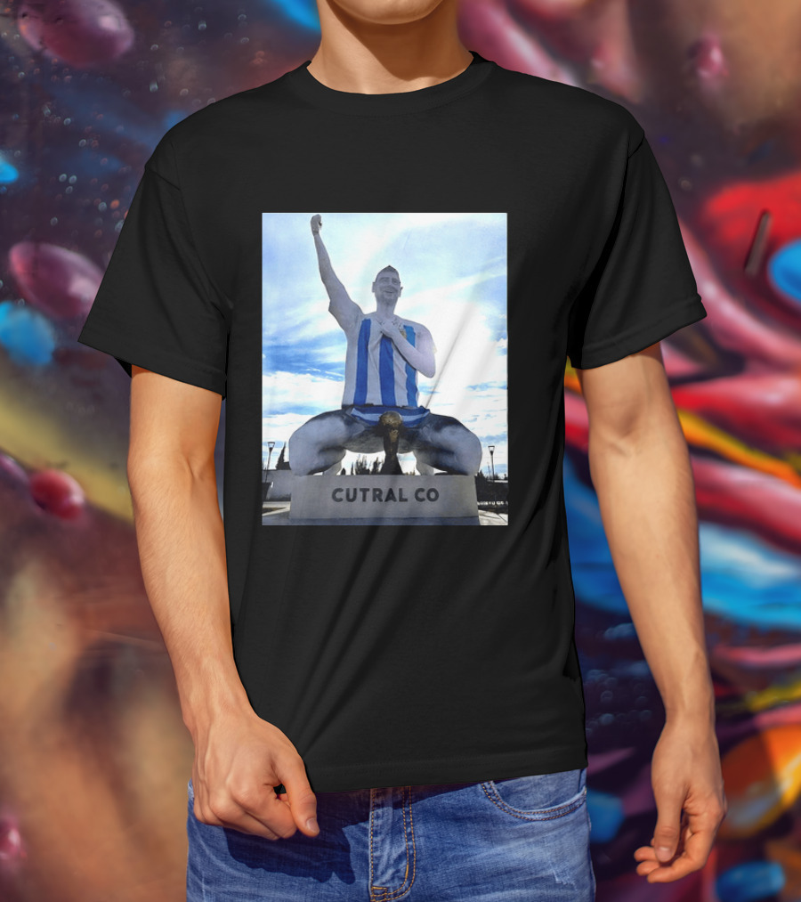 Messi Argentina Sculpture Cutral Co Legendary Statue Victory Celebration T-Shirt