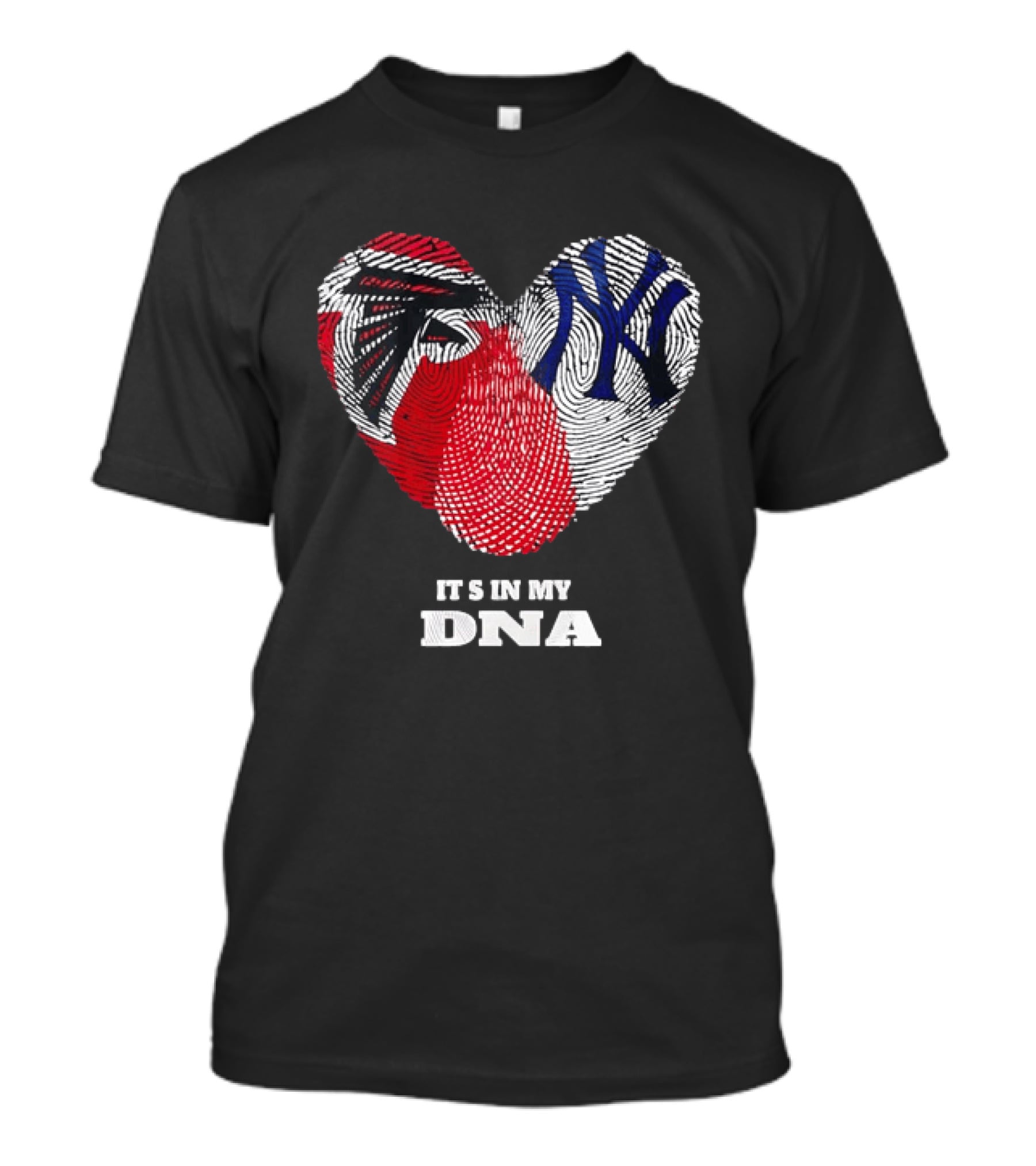 Atlanta Falcons New York Yankees It's In My DNA Fingerprint Heart T-Shirt