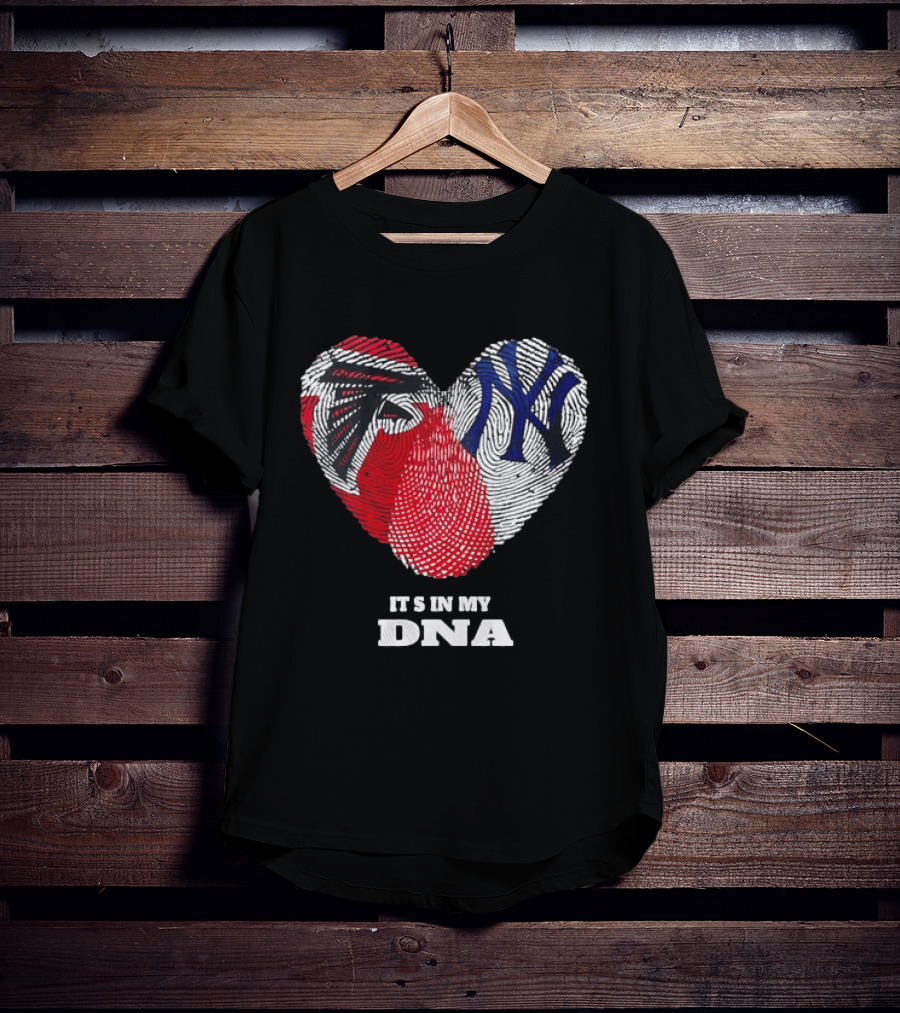 Atlanta Falcons New York Yankees It's In My DNA Fingerprint Heart T-Shirt