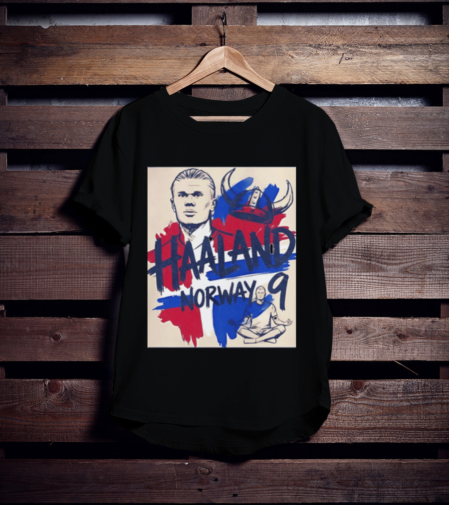 Norway Haaland Number 9 Viking Helmet Football T-Shirt