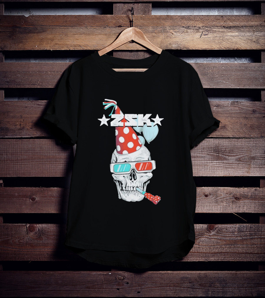 ZSK Skull Party Hat 3D Glasses Fun T-Shirt