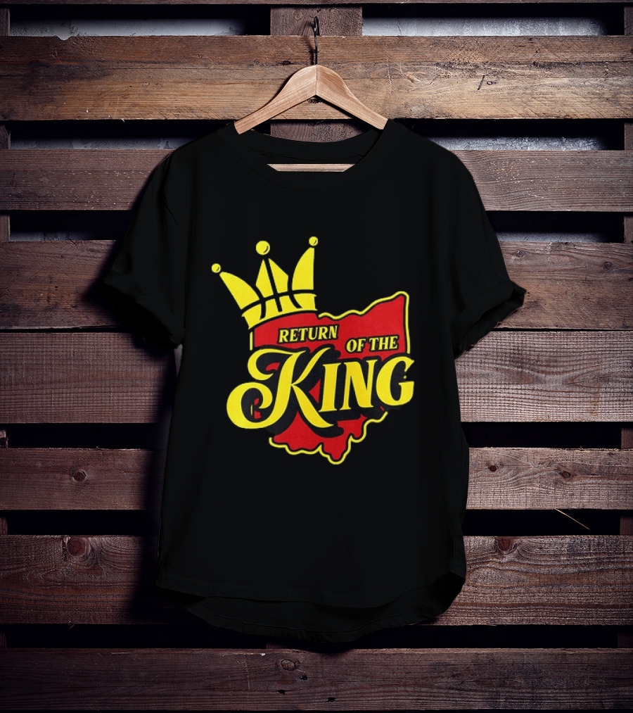 Return Of The King LeBron James Cleveland Cavaliers Basketball Crown Ohio Map T-Shirt