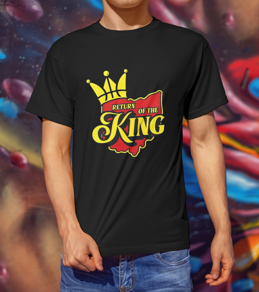 Return Of The King LeBron James Cleveland Cavaliers Basketball Crown Ohio Map T-Shirt