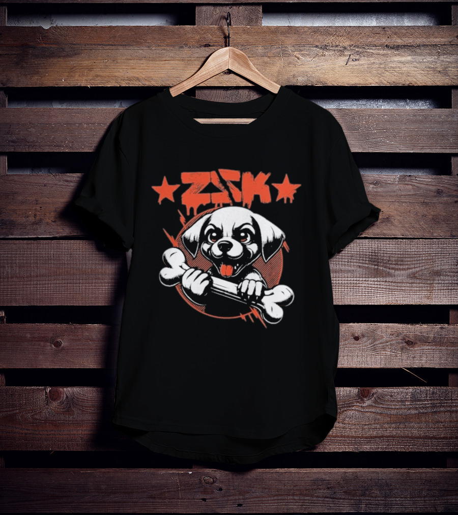 ZSK Welpe Dog Holding Bone With Stars T-Shirt