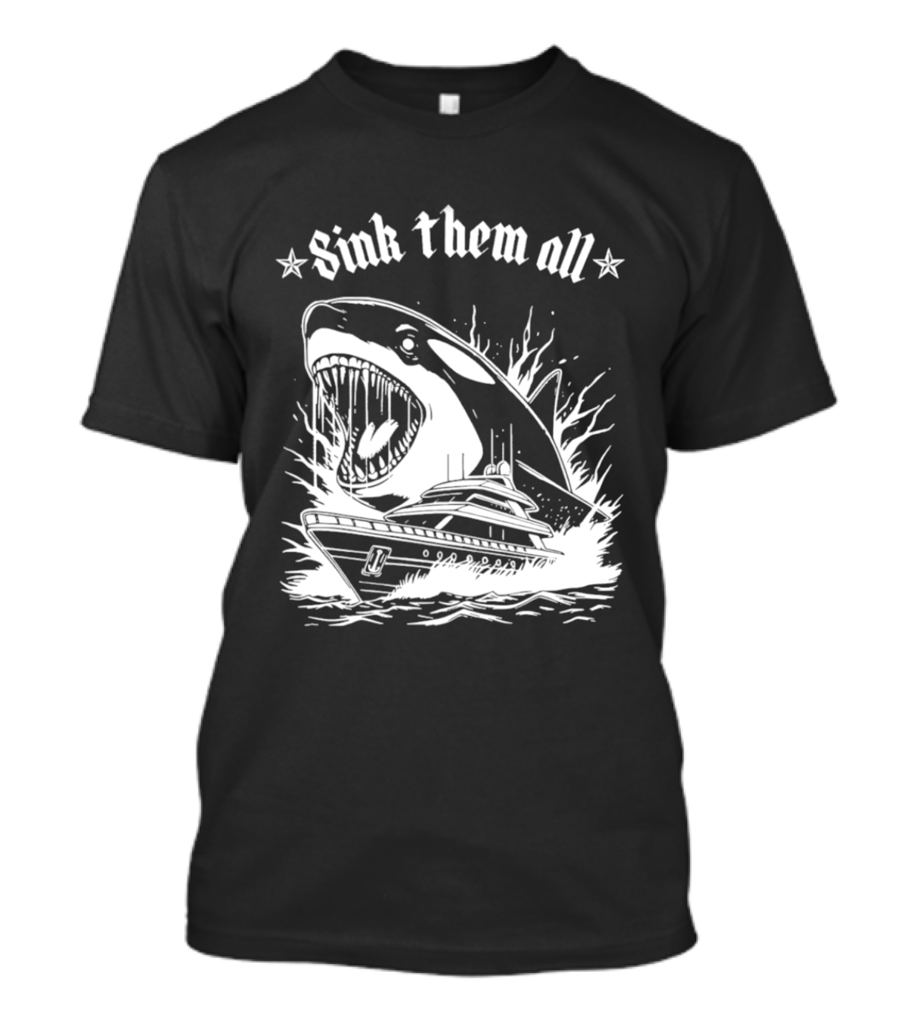 Sink Them All Orca Yacht Attack Scene T-Shirt