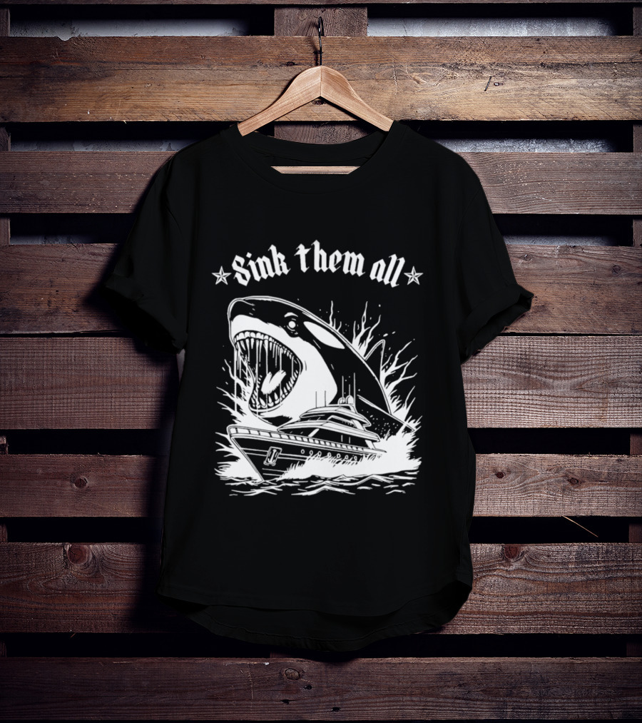 Sink Them All Orca Yacht Attack Scene T-Shirt