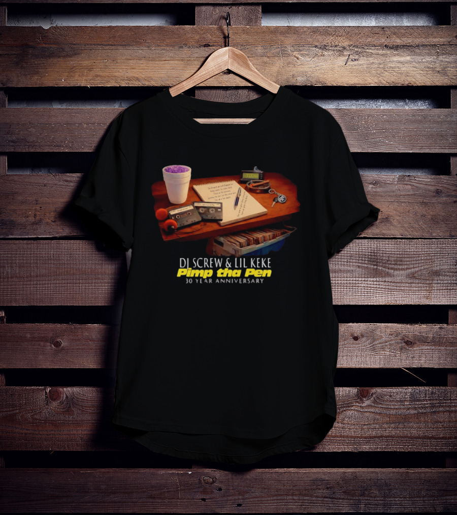 DJ Screw Lil Keke Pimp Tha Pen 30 Year Anniversary Cassette Deck Cup And Notes T-Shirt