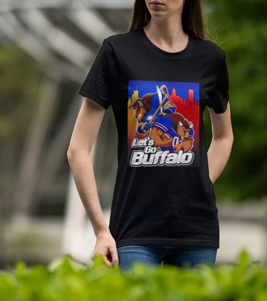 Let's Go Buffalo City Sports Teams Hockey Football Collage T-Shirt